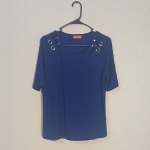 Scarlett Royal‎ Blue Blouse with Grommet Accents